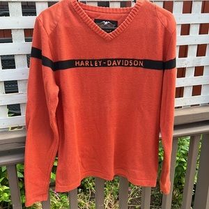 **RARE** HARLEY-DAVIDSON Vintage 90’s Womens Size Large Orange/Black Sweater